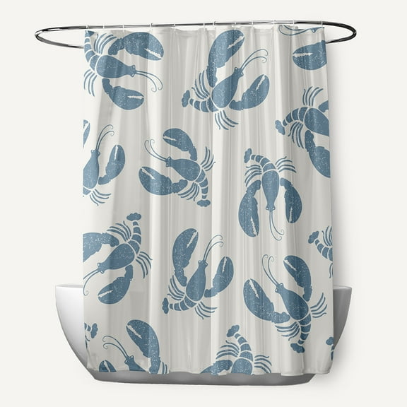 Simply Daisy Lobster Fest/Lobster Pattern Dusty Smoke 70" W x 73" H Polyester Shower Curtain
