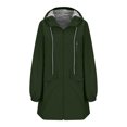thumbnail image 6 of Plus Size Long Rain Jacket for Women Hiking Sports Zipper Hooded Windbreaker Jackets Outdoor Casual Waterproof Coat Army Green, M, 6 of 7