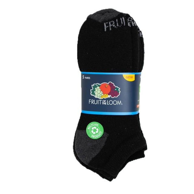 Tin Fruit Of The Loom para Hombre, Afelpado con Talones a Contraste Negro 5 Piezas Unitalla