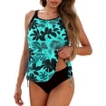 thumbnail image 2 of LEKWK Tankini Swimsuits for Women Retro Floral Print Adjustable Side Tie Top Tummy Control Two Piece Bathing Suit Summer Beach Swimwear Outfits, 2 of 6