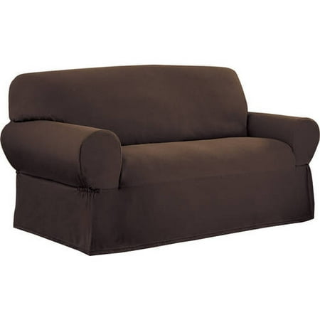 Mainstays Stretch Pixel 1 Piece Loveseat Furniture Cover Slipcover, Chocolate Brown