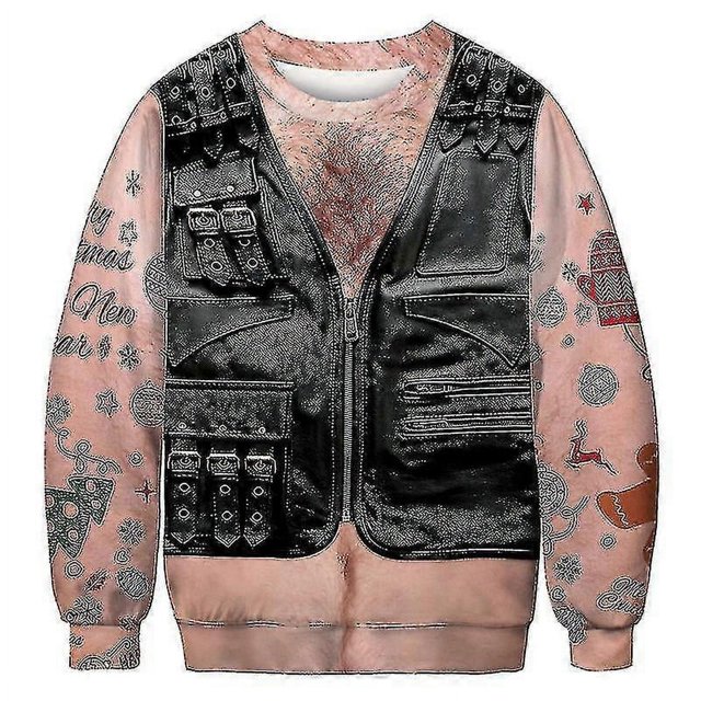 Suéter navideño feo para hombre, novedad 3D, sudadera navideña unisex, talla