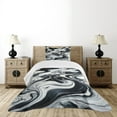 thumbnail image 3 of Ambesonne Black and White Quilted Bedspread Set 2 Pcs, Wavy Marble Print, Twin Size, Dark Blue Grey and White, 3 of 4