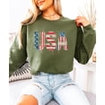 thumbnail image 3 of Ink-Printed USA Distressed Flag Sweatshirt for Women Kids July 4th Family Matching Crewneck Army Green Sweatshirt Adult Med, 3 of 8