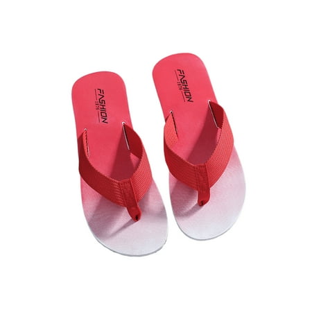 

Ymiytan Mens Flip Flops Flat Heels Thong Sandals Color Stitching Sandal Home Lightweight Cool Slip On Footbeds Red 6.5