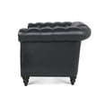 thumbnail image 2 of Chesterfield Faux Leather Sofa, 1 Seater Upholstered Tufted Single Couch with Removable Cushions Rubber Wood Legs for Living Room Bedroom Apartment, 2 of 14