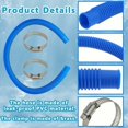 thumbnail image 3 of Manguera de 2 terminales para limpiador de fondo de piscina, manguera de piscina azul de 32 mm con abrazaderas, compatible con bomba de filtro In-tex 607 637 de Poweka (3 juegos), 3 of 4