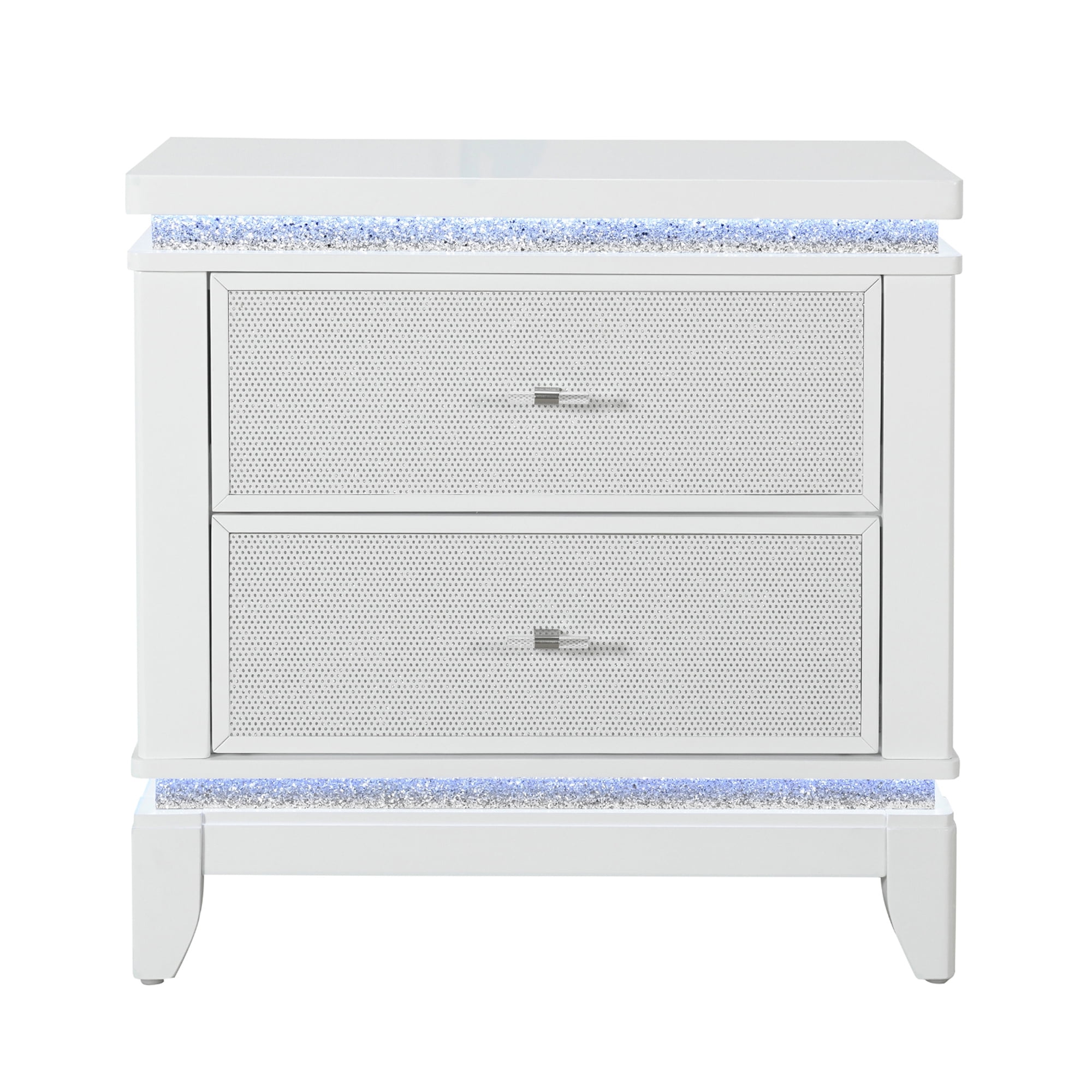 Global Furniture USA Alina Contemporary White Nightstand with LED and USB, 1 Pack