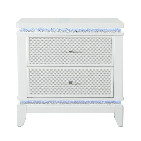 Global Furniture USA Alina White Nightstand with Cooler and Speaker
