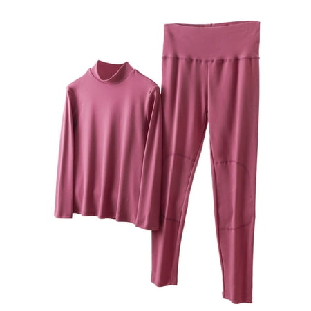 

Mishuowoti winter warm underwear Long Sleeve Thermal Pajamas for Women High Neck Fleece Lined Thermal Pajamas Winter Tops Casual Slim Tops 1 Pack Pants 1 Pack Tops 2 Pieces Pack Hot Pink 3XL