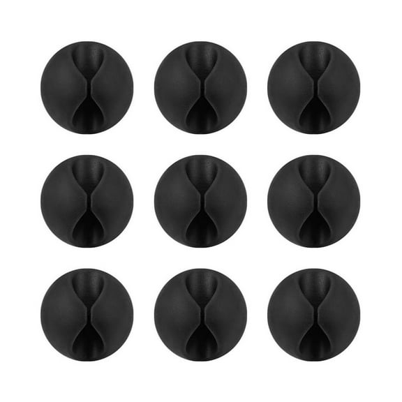 9-Pack Rubber Cable Management Clips with Adhesive Backing - Cord Organizer for Desk/Wall Mount, Holds Wires up to 7.5mm Diameter