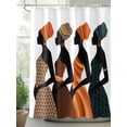thumbnail image 2 of Fsddascl Black Women Shower Curtain Set - 48" x 72" Washable Bathtub Curtain with 12 Hooks, Abstract Art Nation Orange Geometric Tribal Waterproof Fabric Stall Shower Curtains for Bathroom/Bathtub, 2 of 6