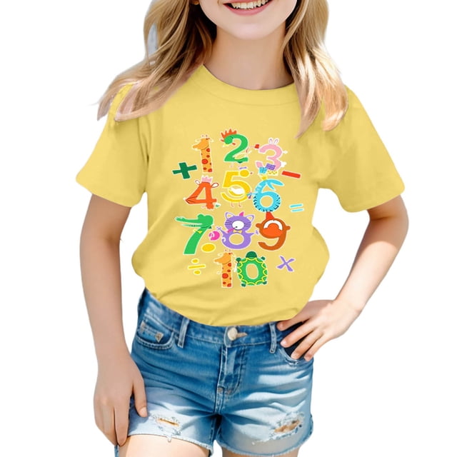 T-shirt Garçon Col Rond Hauts Graphiques T-Shirts Fille Vêtements d'Été Shorts pour Garçons 6-7 Ans