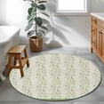 thumbnail image 3 of Green Floral Round Area Rug 4Ft Washable Circle Rugs for Bedroom Dining Room, Spring Flowers Non-Slip Carpet Floor Mats Indoor Outdoor Carpet Runner Aesthetic Home Decor, 3 of 8