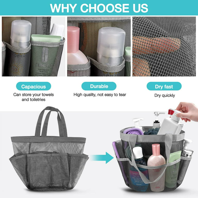 Shower Caddy Basket Portable For College Dorm Room Essentials, Black Dorm  Mesh Shower Bag Organizer With 9-pocket For Girls, Beach, Swimming, Gym, Rv