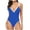Blue, variant on Women's Form-Fitting One-Piece Swimsuit with Deep V-Neckline and Delicate Spaghetti Straps, Smooth Stretch Fabric for Active Swim Hot Pink L