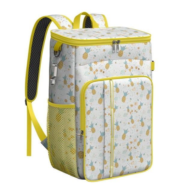 Pineapple Pattern Insulated Backpack Cooler - 20L Leakproof Soft Cooler Bag for College Students & Workers