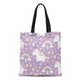 thumbnail image 1 of SIDONKU Canvas Tote Bag Rainbow Little Unicorn Pattern Girls Room Cute Nursery Pony Reusable Handbag Shoulder Grocery Shopping Bags, 1 of 1