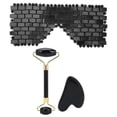 thumbnail image 2 of Tablero Gua Sha, rodillo facial de obsidiana de 3 piezas, rodillo de masaje facial, tablero de raspado, rendimiento confiable, 2 of 9