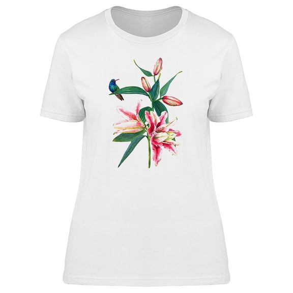 Cute Floral Tropical Hummingbird Tee Women's -Image by Shutterstock