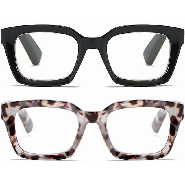 Reading Glasses for Women Oprah Style Square Reader with Spring Hinge Blue Light Blocking for Ladies