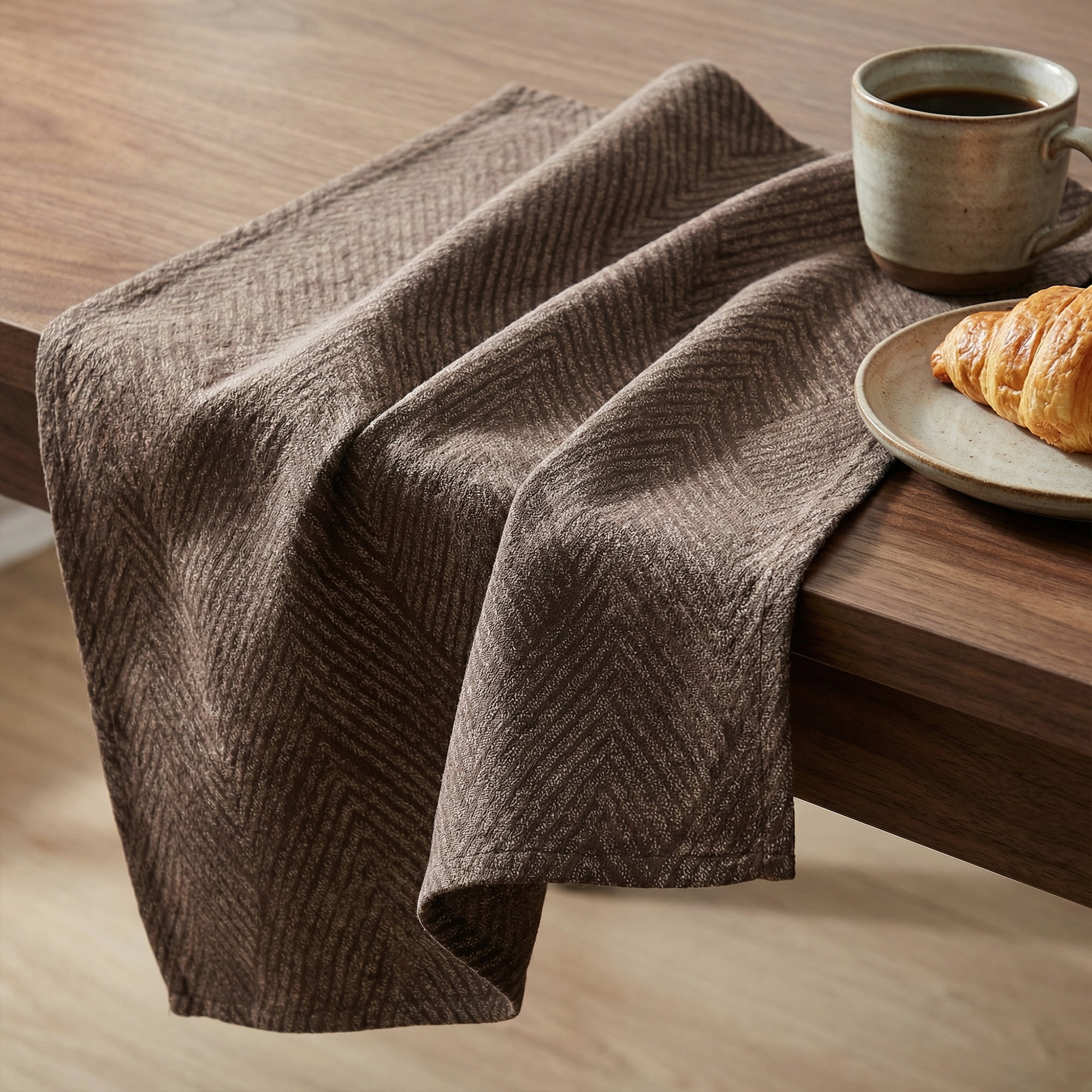 Unique Bargains 6 Pack Cotton Washable Reusable Dinner Napkins for Events Brown 18"x18"