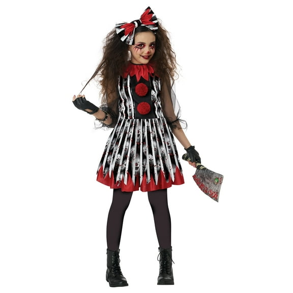 Deranged Clown Circus Dress Child Girls Costume