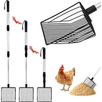 Chicken Poop Scooper, NOGIS 3 in 1 Litter Scooper (22.4-41.9inch) Stainless Steel Handle,Adjustable Poop Scooper for Chicken Coop, Multifunctional Litter Sifting Shovel,Chicken Coop Accessories