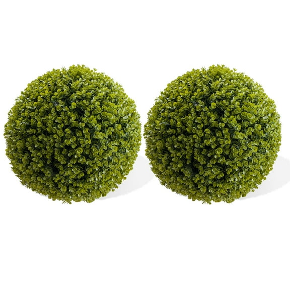 Towallmark 2 Pcs Artificial Plant Topiary Balls Outdoor,Faux Boxwood Balls Fake Green Plants Decorative Spheres for Front Porch Patio Garden Backyard Home Wedding Decor