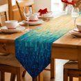 thumbnail image 2 of Blue Brown Abstract Table Runner Linen Burlap Table Runner 108 Inches Long Boho Ombre Tile Mottled Modern Art Dresser Scarves for Kitchen Island Coffee Dining Room Party Holiday Decoration 13"x108", 2 of 8