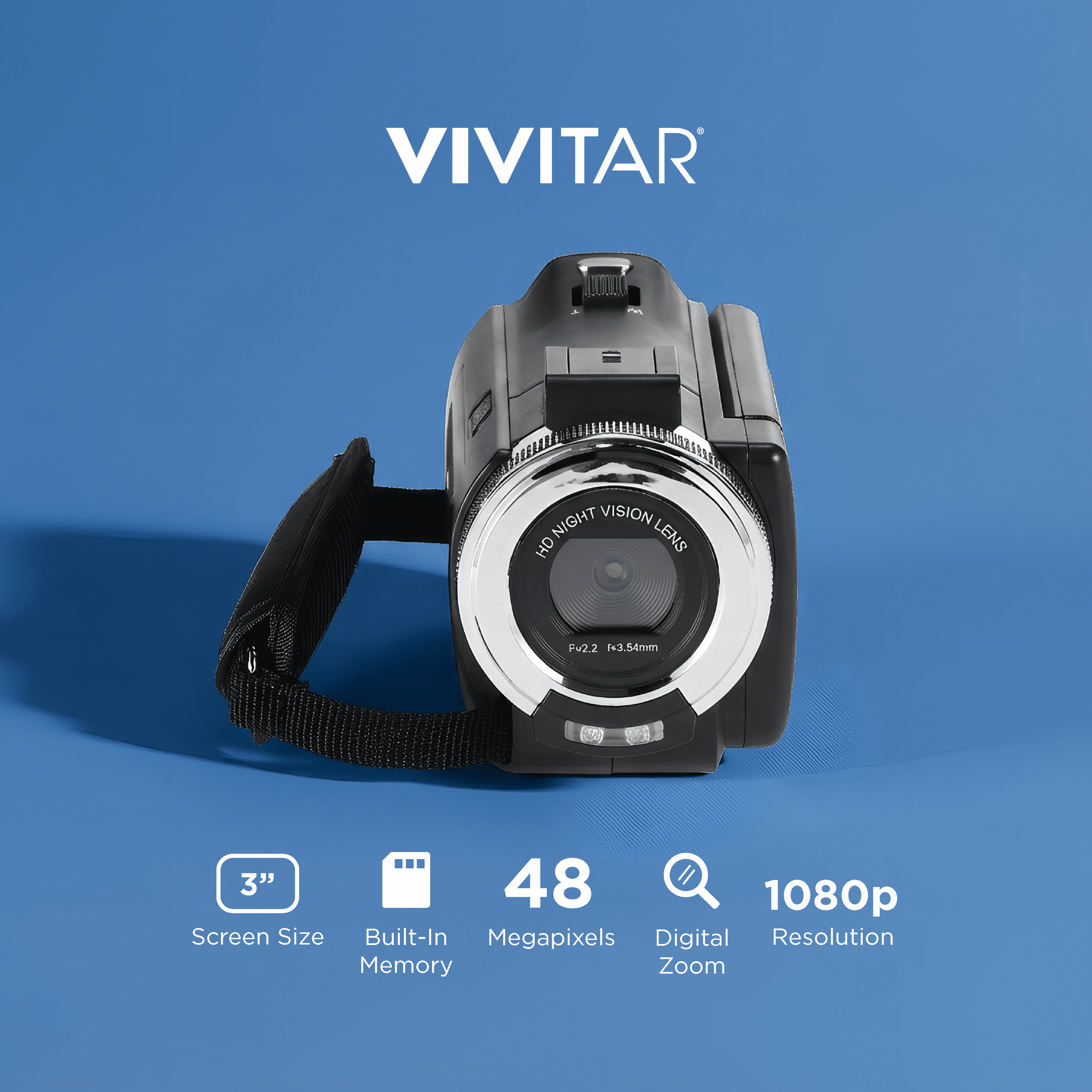 Vivitar PopCam Digital Camcorder, 48MP, Full HD 1080p Video Camera with 3" Flip Screen, 16x Digital Zoom, Built-in Microphone, Compact Vlogging Camera for Beginners, Travel, & Family Recording