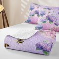 thumbnail image 4 of Manfei Cute Hydrangea Floral Quilt King, Chic Blossom King Coverlet Set, Lilac Purple Green 3pcs, 1 Bedspread and 2 Pillowcases, 4 of 7