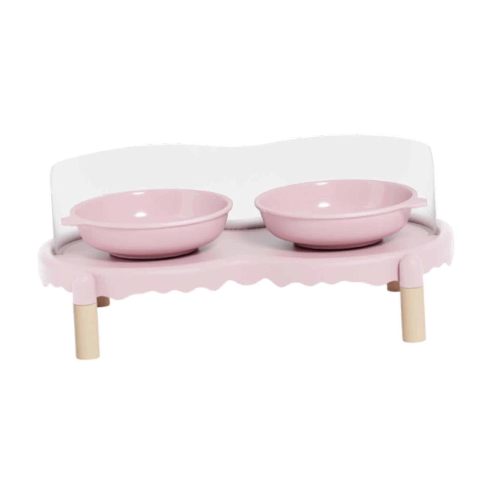 CarpNettore Ceramic Elevated Cat Bowls with Non Slip Stand Raised Feeding Station Raised Cat Pink