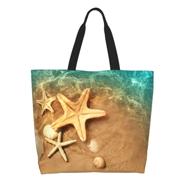 Disketp Starfish And Seashell 1 Bolsa Tote Estampada para Mujer, Bolso de Hombro y de Mano para Compras y Viajes