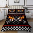 thumbnail image 1 of Erosebridal Checkered Flag Bedspread Sets King Size, Racing Car Coverlet Set King, Square Geometry Bed Quilt, Microfiber Room Decor, 3-Piece, 1 of 5