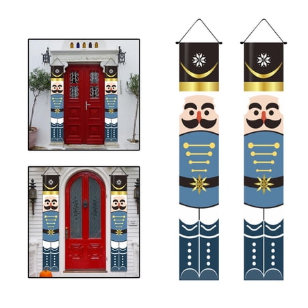 2023 New Years Decoration Christmas Nutcracker Curtain Hanging Couplet for Wall Party Holiday Fence Porch Sign B