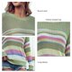 thumbnail image 5 of Suéter de mujer con cuello redondo ahuecado de punto de manga larga a rayas suelta Casual Top para compras de viaje Lady Girls, 5 of 6