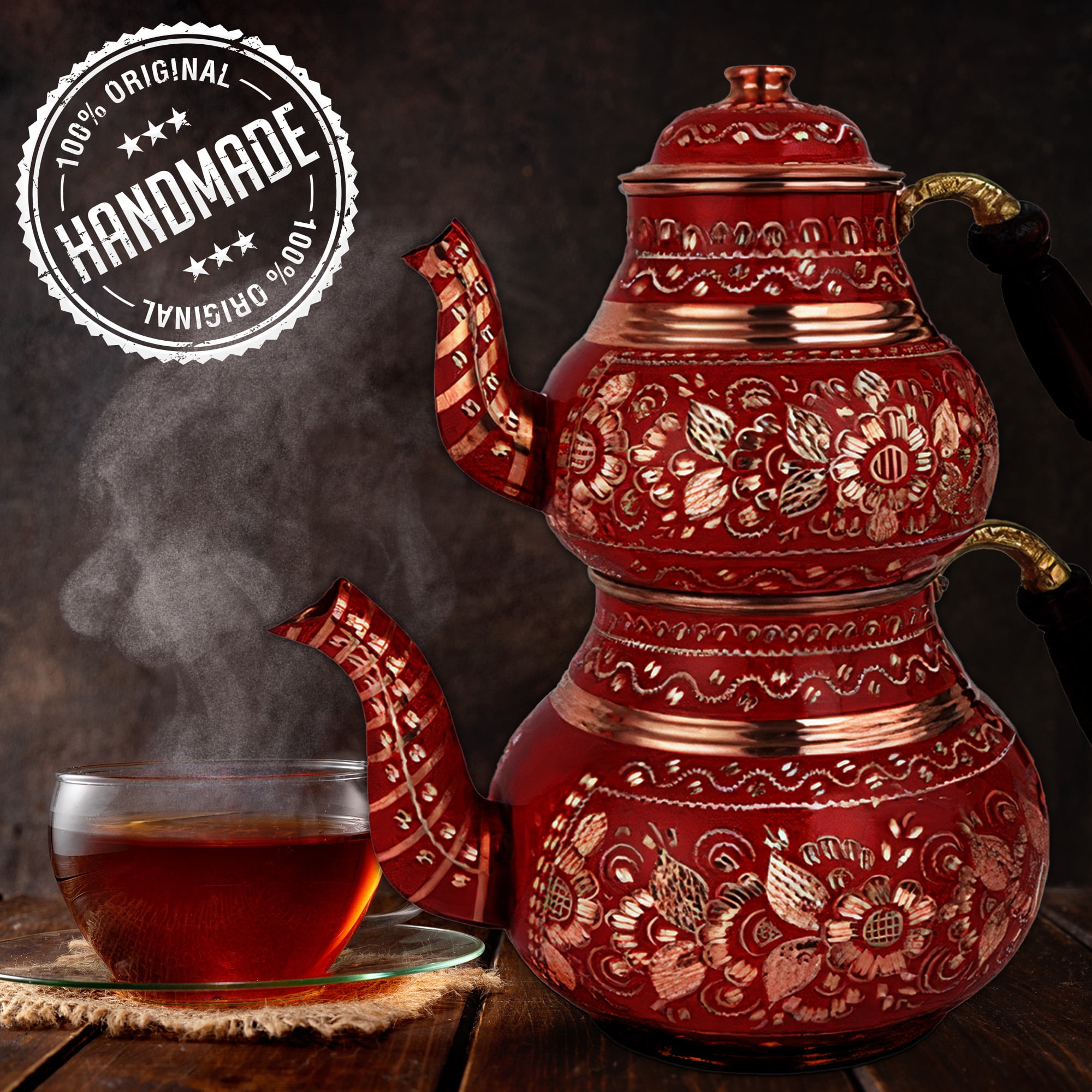 Handmade Copper Pot Pure Copper Teapot Purple Copper Pot Thick Kettle Tea  Brewing Pot Electric Ceramic Stove Set Gongfu Teapot