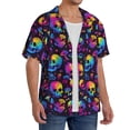 thumbnail image 2 of Balery mushroom rainbow color Skull Camisa Casual de Manga Corta con Botones para Hombre, Texturizada, Estilo Cubano, para Playa, Verano-XX-Large, 2 of 5