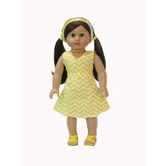 Yellow Chevron Dress Made to fit an 18" Doll