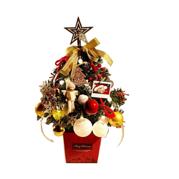 Naiovety La mini Navidad plástica del PVC adorna la decoración de la tabla para los escritorios y las salas de estar de la Navidad Kits de decoración para fiestas oro