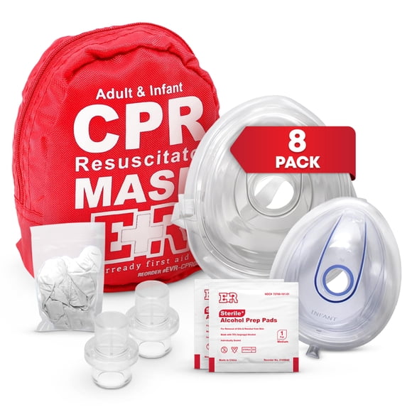 Kit combinado de mascarillas de resucitación cardiopulmonar Ever Ready para primeros auxilios para adultos y bebés