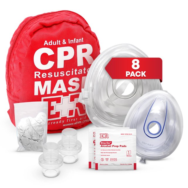 Kit combinado de mascarillas de resucitación cardiopulmonar Ever Ready para primeros auxilios para adultos y bebés