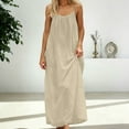 thumbnail image 2 of DHFJKG Dresses For Women Open Back Spaghetti Strap Beach Maxi Dress Loose Flowy Vacation Sundress Solid Color Versatile Dresses, 2 of 6