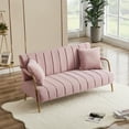 Bianlte Pink Velvet Loveseat Sofa, Modern & Comfortable With Gold Metal 