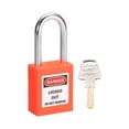 thumbnail image 1 of Candados de bloqueo y etiquetado con grillete de 1-1/2 pulgadas, llave igual, candado de seguridad de plástico naranja, 1 of 4