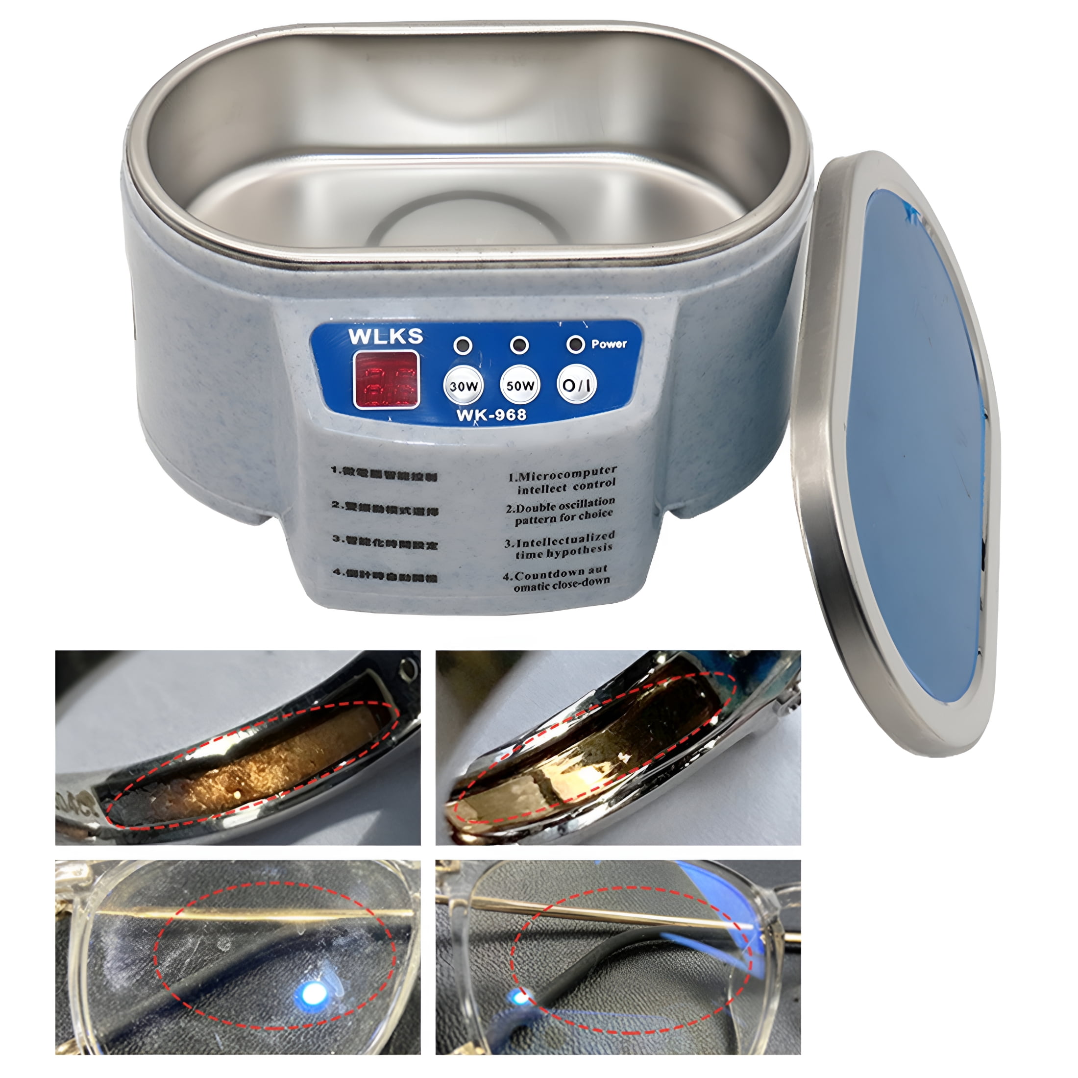 HIBIBUD Ultrasonic Cleaner Low Noise 30/50W Timing ABS Sonicator Jewelry Glasses Circuit Board Cleaning Machine for Daily Use