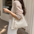 thumbnail image 3 of MYUNNIL Polka Dot Tote Bag for Women, 9.8 x 10.7" Vintage Large Capacity Adjustable Shoulder Strap Crossbody Bag with Tassel Zipper Pocket, Soft Durable Portable Purse for shopping Daily Use, White, 3 of 5