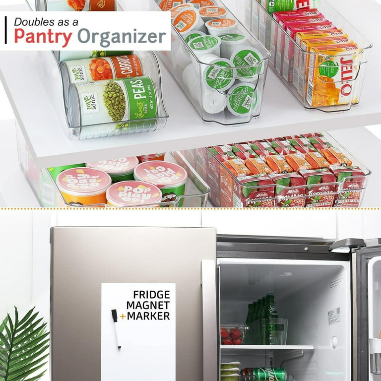 INNOVATION LIVING Kitchen Refrigerator Organizer, Fridge and Freezer  Storage Trays Large+Food Containers with Lids L1(6P)+L2(2P), Set of 9,  Premium A
