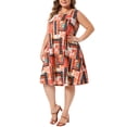thumbnail image 4 of Agnes Orinda Women's Plus Size Summer Dress Crew Neck Sleeveless Beach Midi Sundress with Pockets 4X Orange, 4 of 6